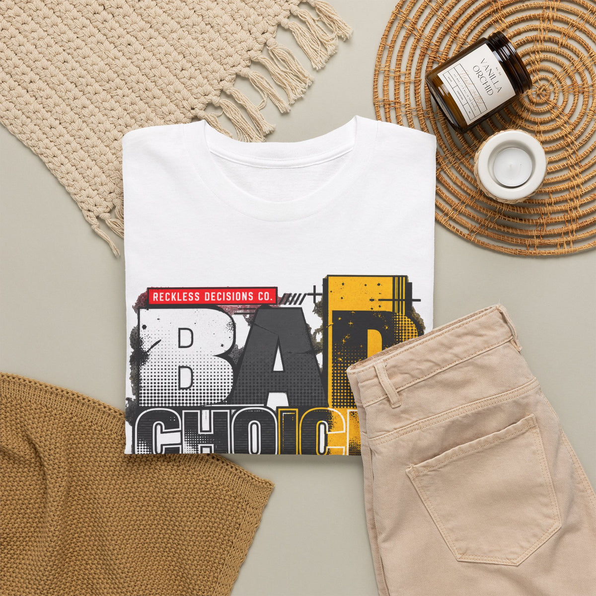 T-Shirt — "Bad Choices, Good Stories" Graphic Heavy Tee