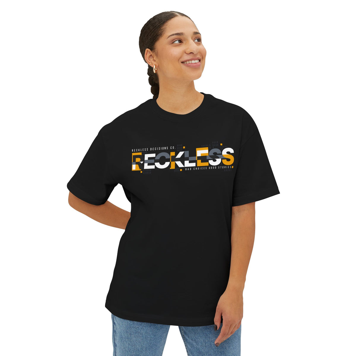 Reckless Graphic Tee — Streetwear Oversized Boxy T‑Shirt